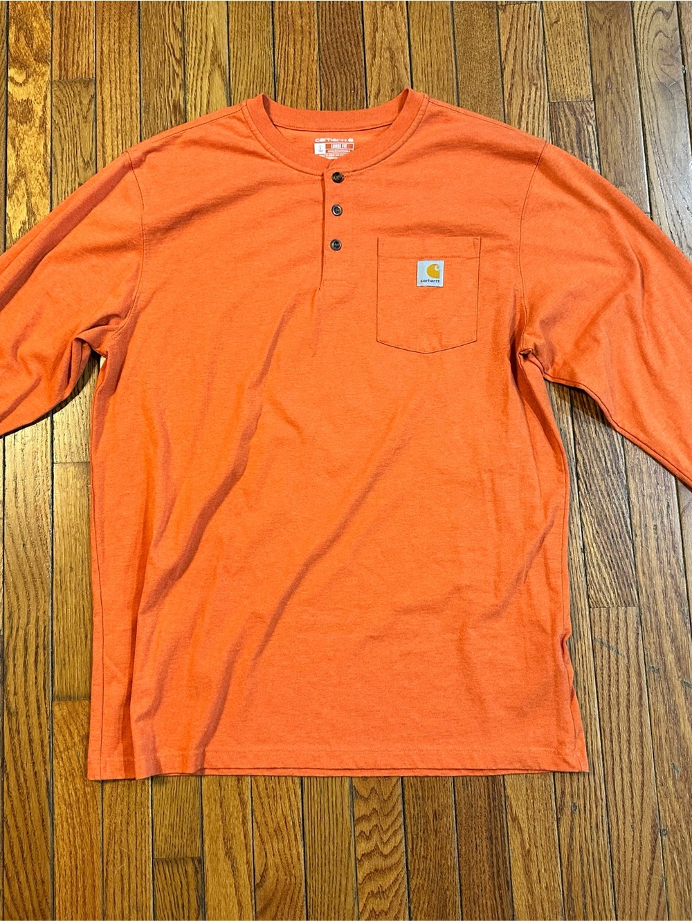Carhartt Men’s Orange Long-Sleeve Henley Pocket Shirt Basic Tee XLT XL Tall
